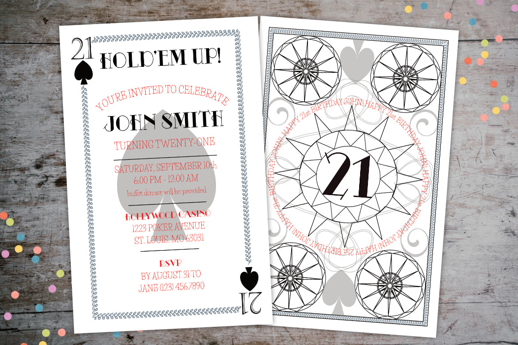 Poker Playing Card Birthday Party Invitation | Las Vegas Casino Night Theme, Birthday Invite, designLEE Studio, designLEE Studio