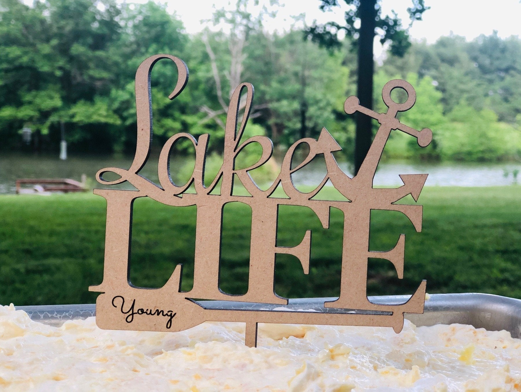 Personalized Lake Life Cake Topper - Made in Wood or Acrylic, Cake Toppers, designLEE Studio, designLEE Studio