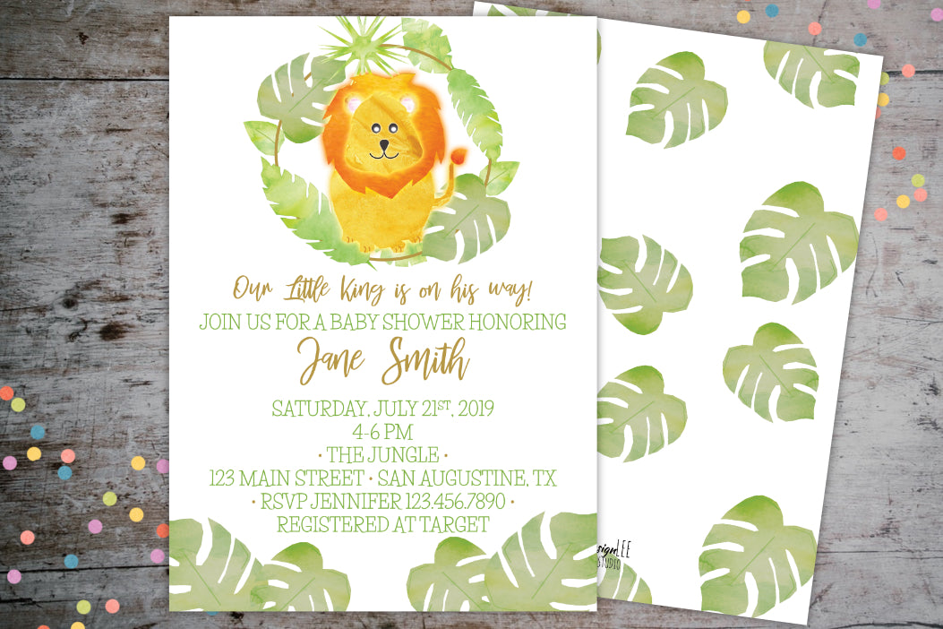 Jungle Lion Baby Shower Invitation | Safari Lion Shower Invite, Baby Shower, designLEE Studio, designLEE Studio