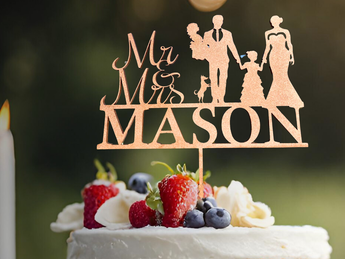 Personalized Wedding Couple Cake Topper | Custom Silhouette Cake Topper