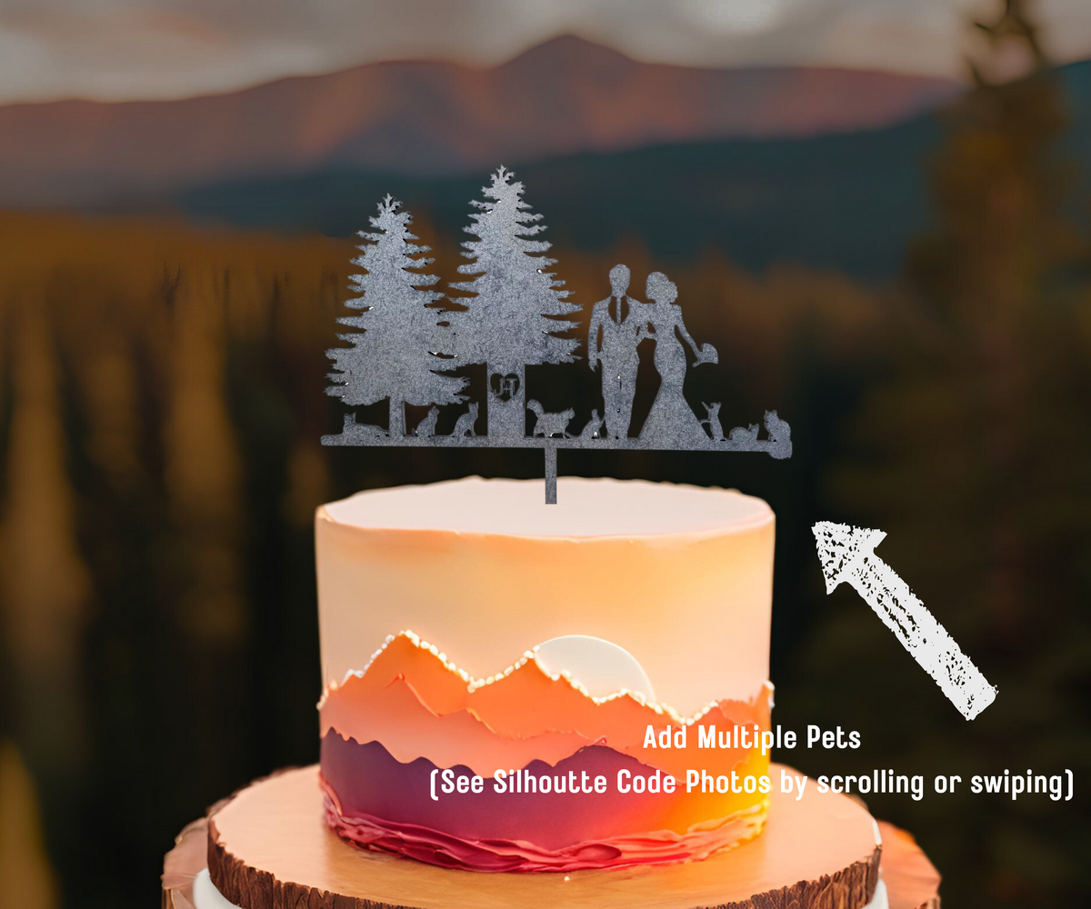 Custom Wedding Cake Topper Personalized Cake Topper for Wedding Gift Mountain Cake Topper Silhouette Anniversary Cake Topper Made with Wood