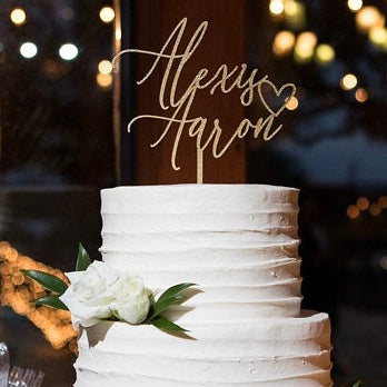 Rustic Name Wedding Cake Topper | Custom Wood Cake Topper Personalized