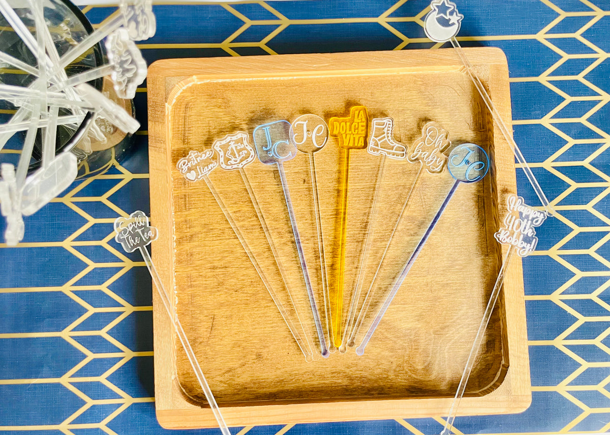 Personalized Drink Stirrer for Wedding Custom Drink Stir Sticks Birthday Party Swizzle Stick Cocktail Stirrer Logo Drink Topper Wedding Gift