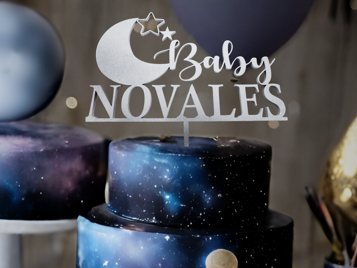 Custom Baby Shower Cake Topper Personalized Moon & Stars Gender Reveal -  designLEE Studio