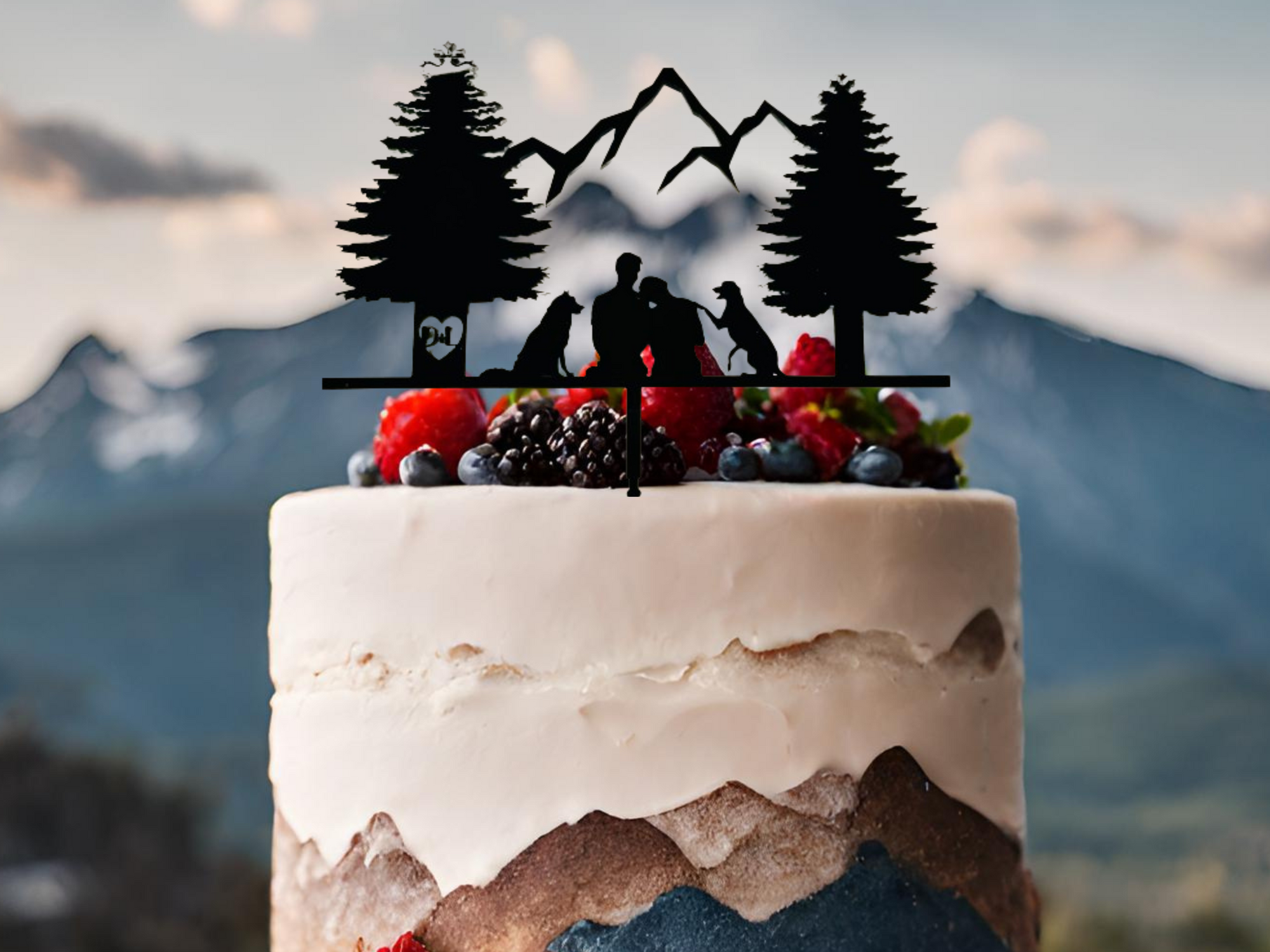 Custom Wedding Cake Topper Mountain Cake Topper by designLEE Studio