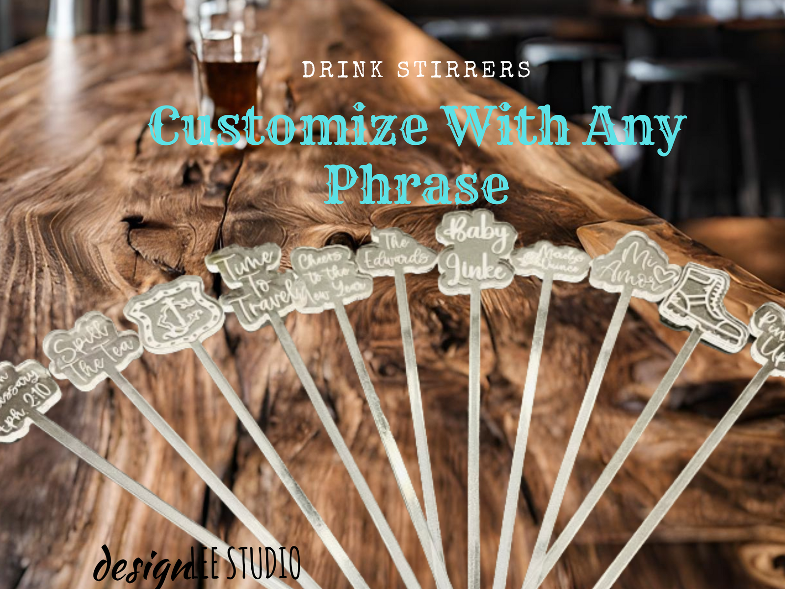 Personalized Drink Stirrer for Wedding Custom Drink Stir Sticks Birthday Party Swizzle Stick Cocktail Stirrer Logo Drink Topper Wedding Gift