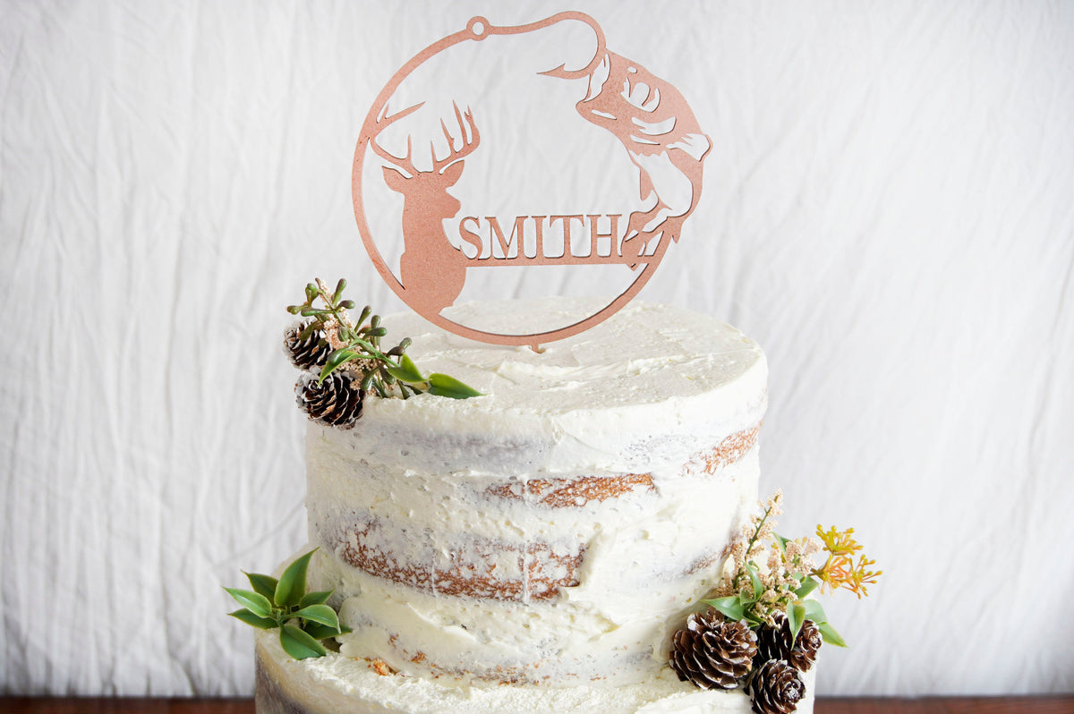 Rustic Goose Cake Topper for Wedding Personalized Wedding Deer Antler Cake Topper Wood Cake Topper Hunters Cake Topper Grooms Cake Topper