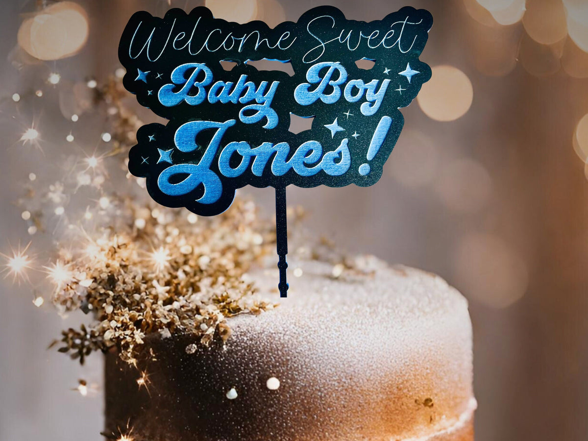 Personalized Baby Shower Cake Topper for Baby Shower Gift Gender Reveal Cake Topper Baby Name Cake Topper Premium Acrylic Cake Topper