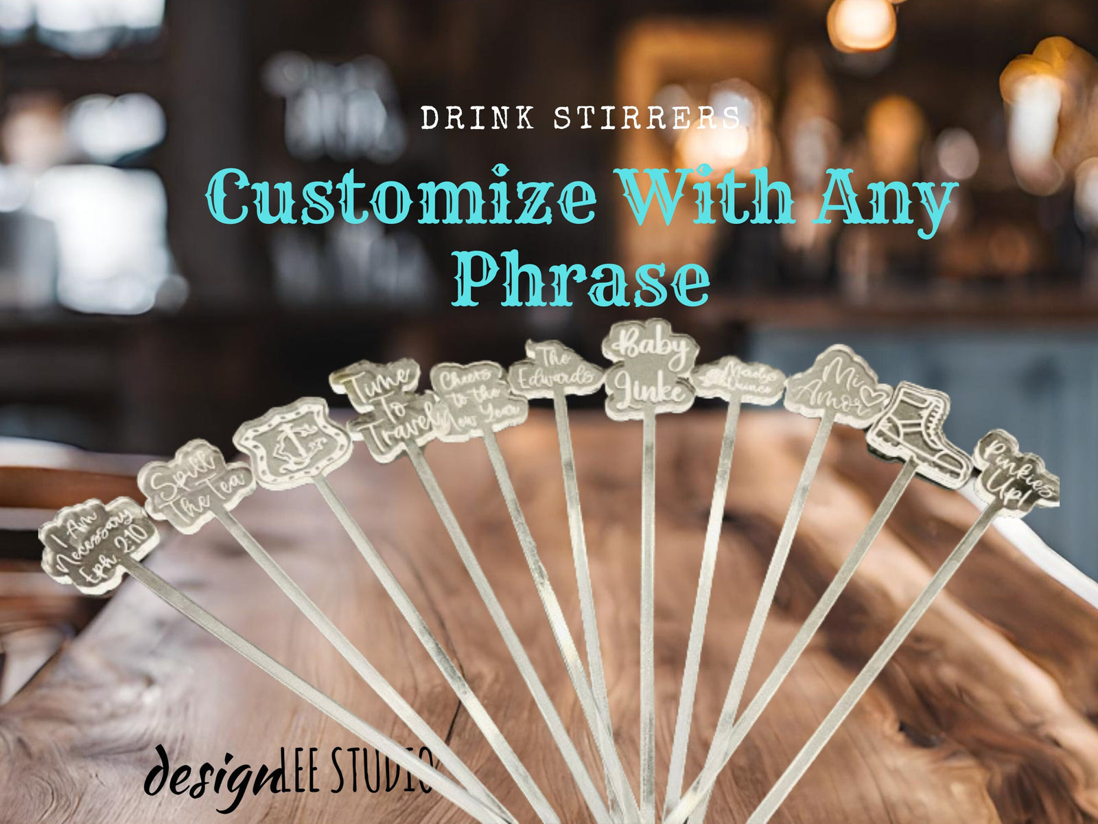 Drink Stirrer Wedding Personalized Logo Corporate Event Drink Topper Custom Stir Stick Bridal Shower Cocktail Stirrer Swizzle Stick