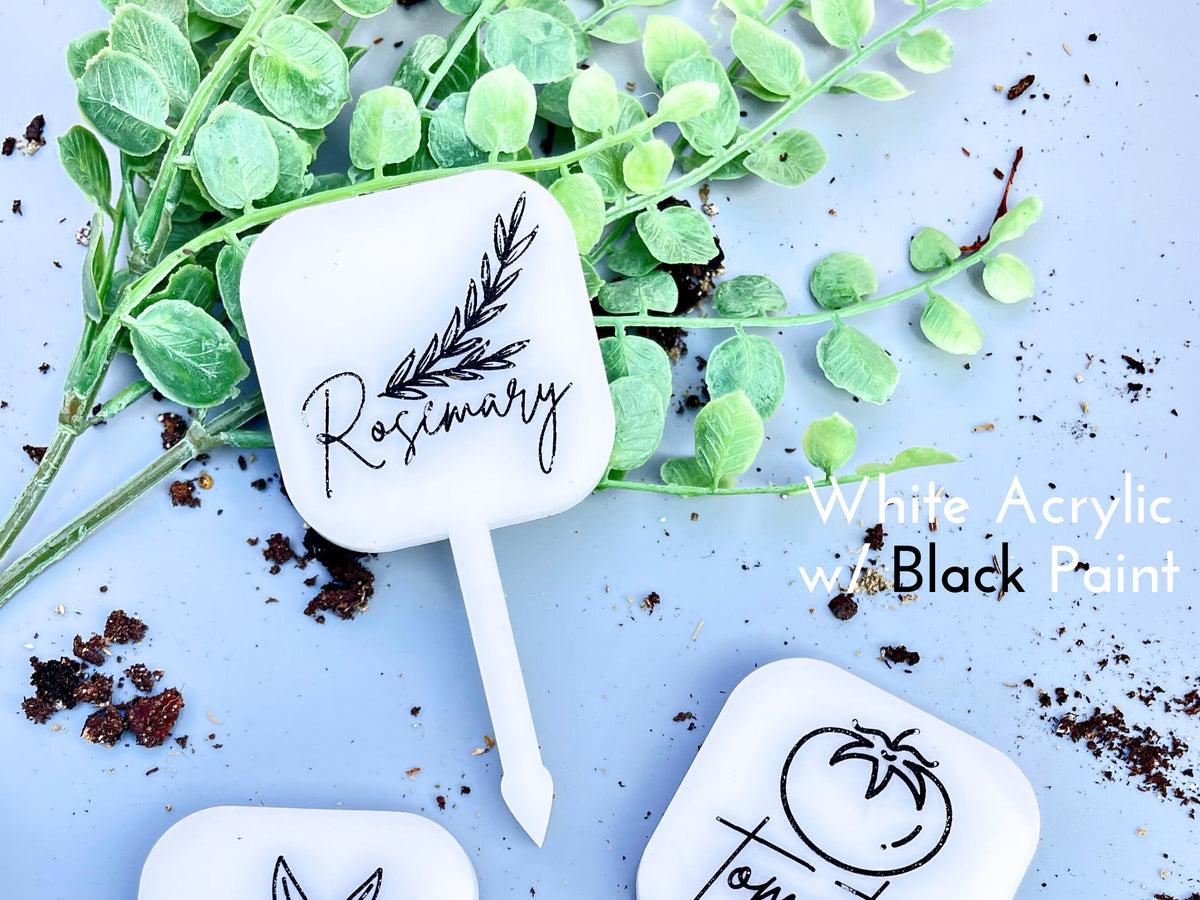 Custom Garden Markers for Herb, Fruit, and Veggie Garden. Made of Wood or Acrylic Veggie Plant Stakes and Herb Markers by designLEE Studio