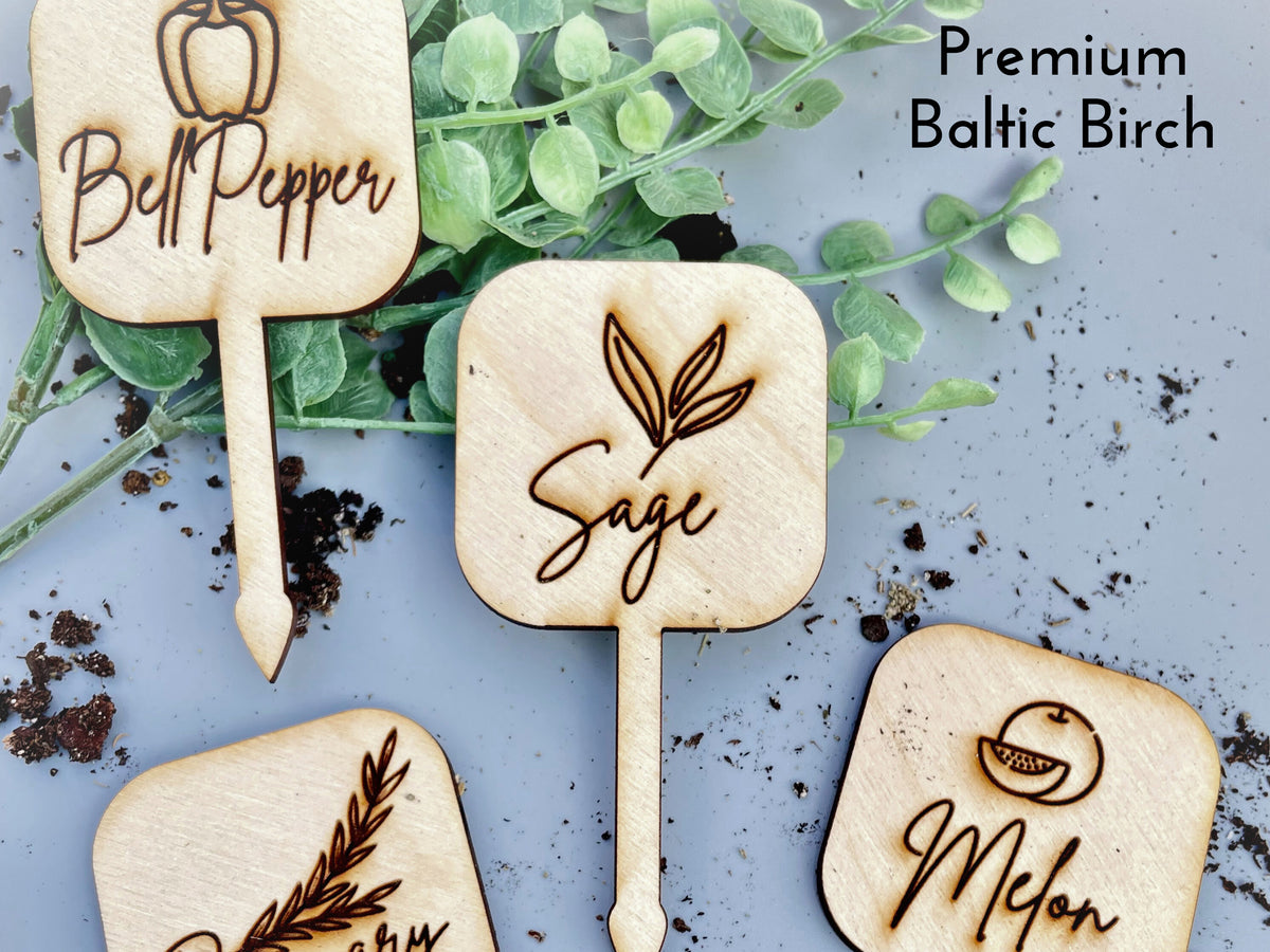 Custom Garden Markers for Herb, Fruit, and Veggie Garden. Made of Wood or Acrylic Veggie Plant Stakes and Herb Markers by designLEE Studio
