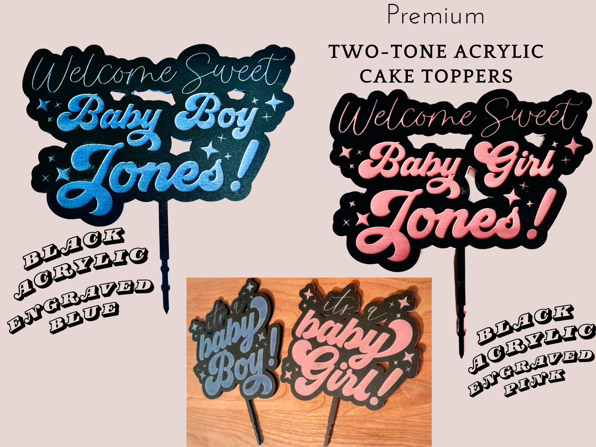 Personalized Baby Shower Cake Topper for Baby Shower Gift Gender Reveal Cake Topper Baby Name Cake Topper Premium Acrylic Cake Topper