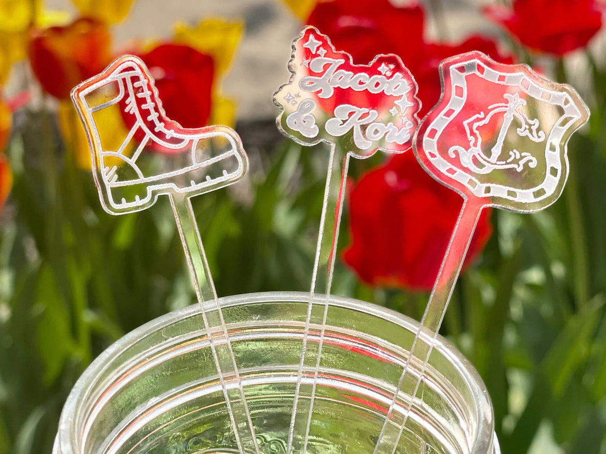 Personalized Drink Stirrers for Wedding | Custom Phrase Stir-Swizzle Sticks