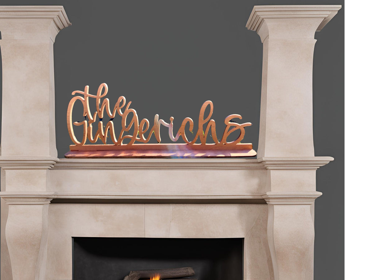 Personalized Fireplace Mantle Centerpiece Sign for Housewarming Gift Family Name Entry Way Decor Rustic Wedding Table Sign Decor