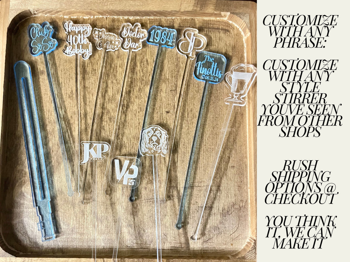 Personalized Drink Stirrers for Wedding | Custom Phrase Stir-Swizzle Sticks