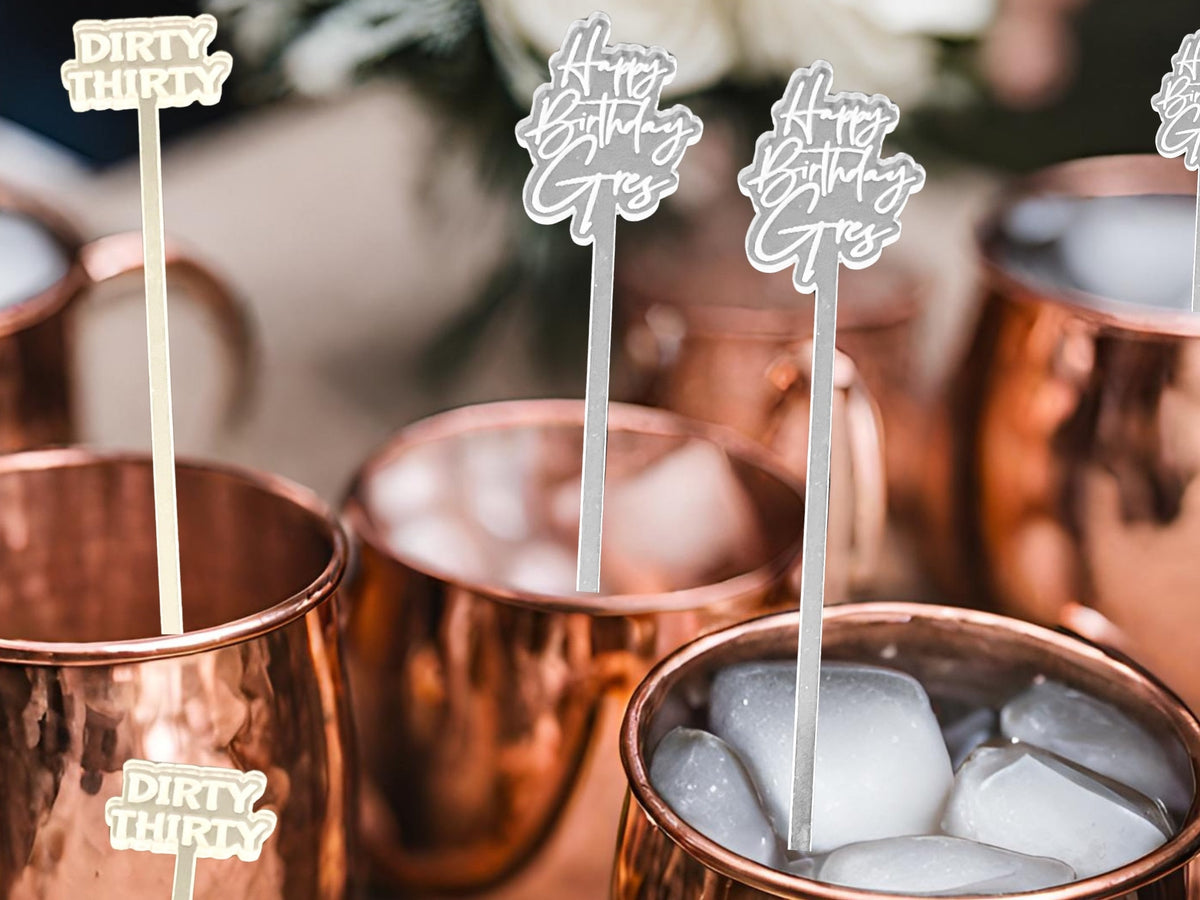 Personalized Drink Stirrers for Wedding | Custom Phrase Stir-Swizzle Sticks