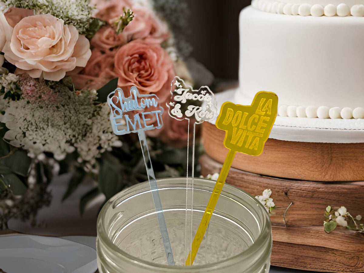 Custom Drink Stirrer for Wedding Logo Personalized Stir Stick Birthday Party Swizzle Stick Cocktail Acrylic Drink Topper Party Favor Gift