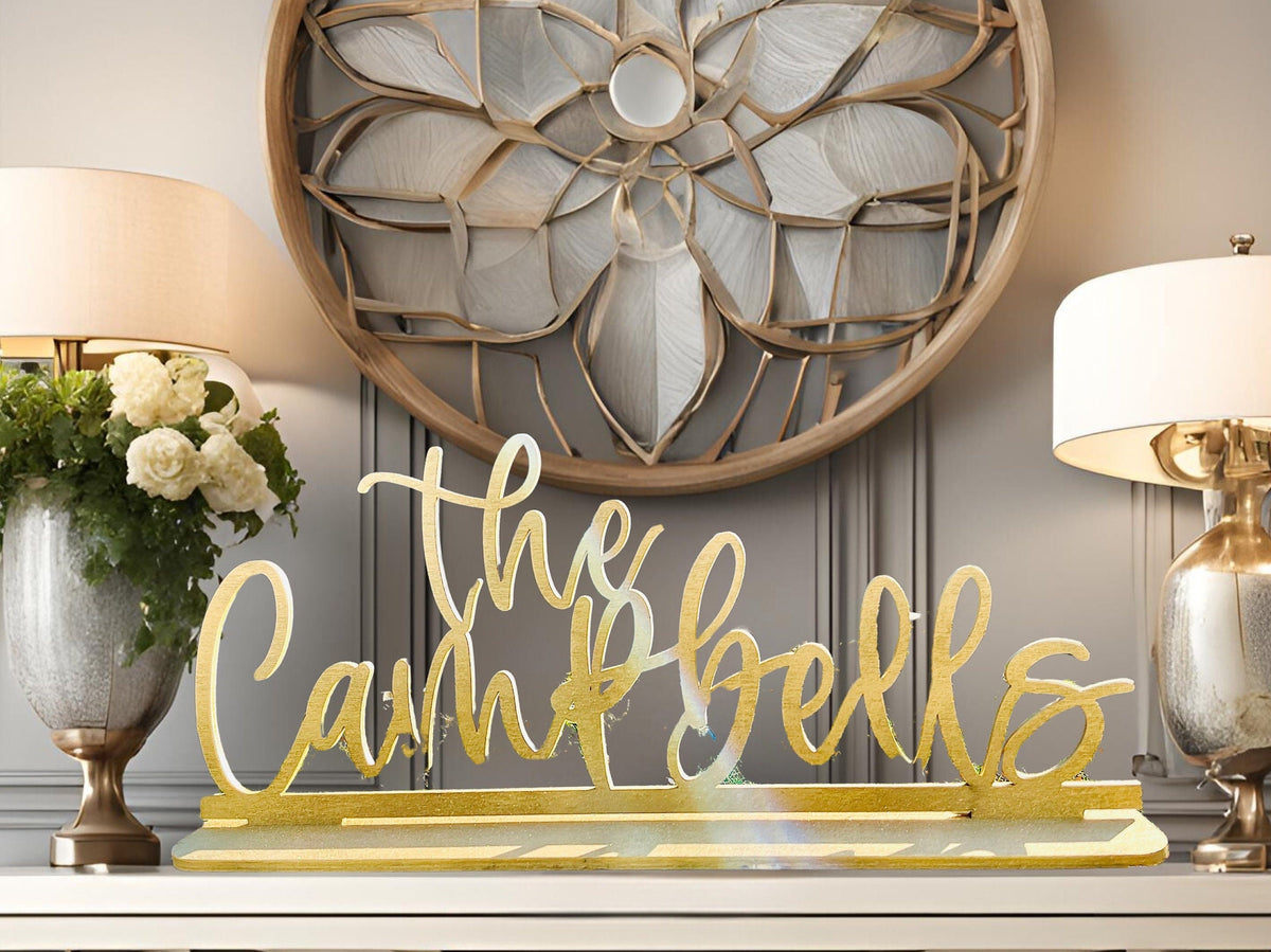 Personalized Fireplace Mantle Centerpiece Sign for Housewarming Gift Family Name Entry Way Decor Rustic Wedding Table Sign Decor