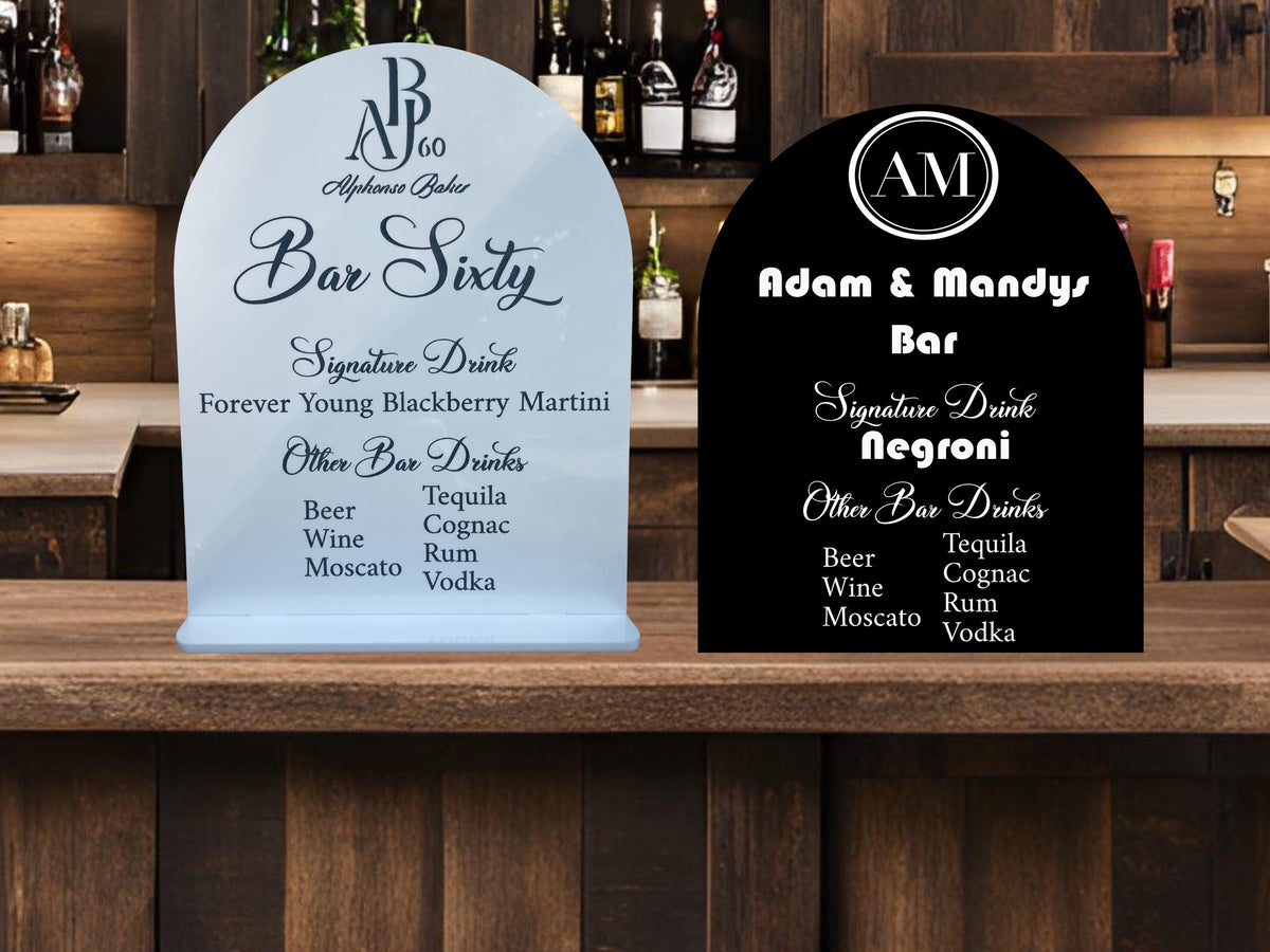 Home Bar Menu Sign for Wedding Gift Personalized Custom Cocktail Drink Menu Wedding Logo Home Decor Gift Bar Wall Sign House Warming Gift