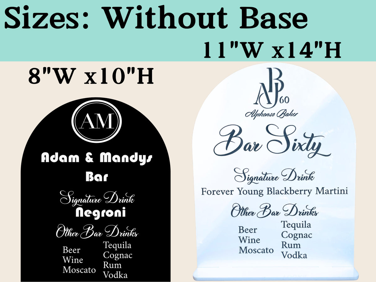 Home Bar Menu Sign for Wedding Gift Personalized Custom Cocktail Drink Menu Wedding Logo Home Decor Gift Bar Wall Sign House Warming Gift