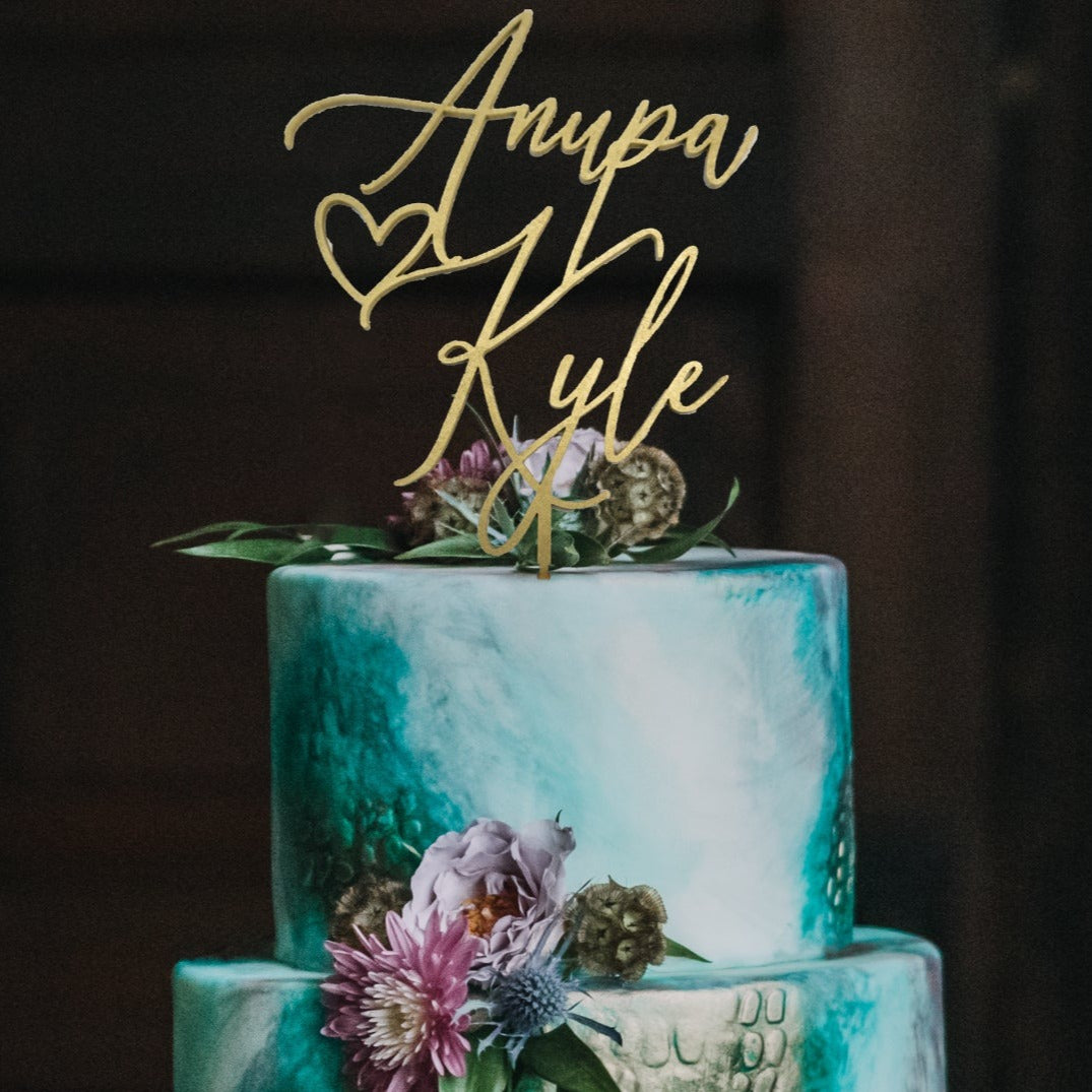 Rustic Name Wedding Cake Topper | Custom Wood Cake Topper Personalized