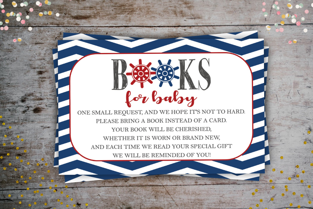 Nautical Navy Book Request Card