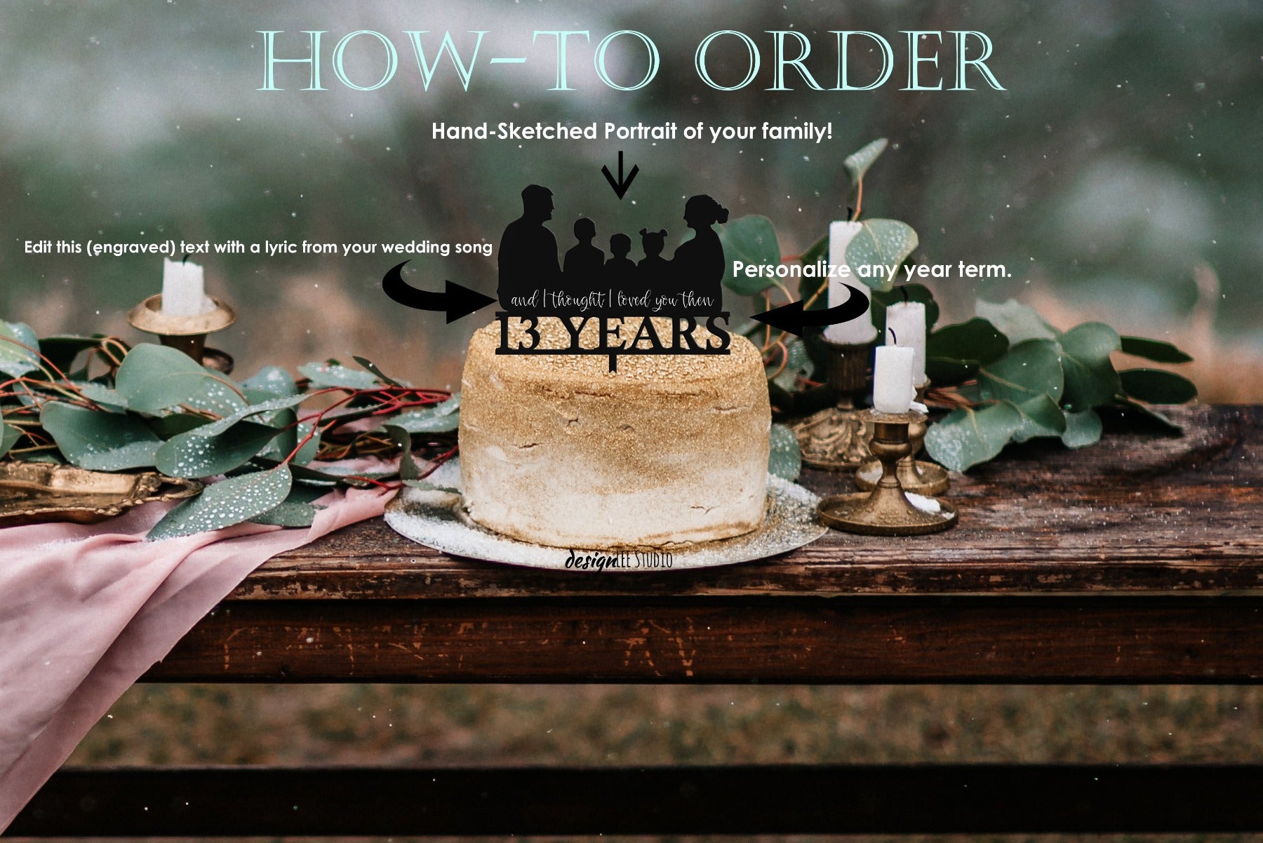 Personalized Couple Wedding Cake Topper Silhouette Anniversary Cake Topper  with Wedding Song Lyrics