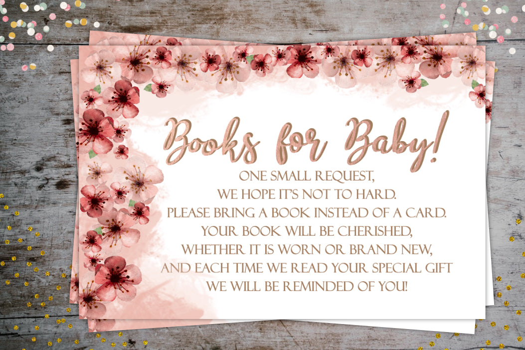 Cherry Blossom Books for Baby Request Card | Baby Shower Party Extra, Digital Download, designLEE Studio, designLEE Studio