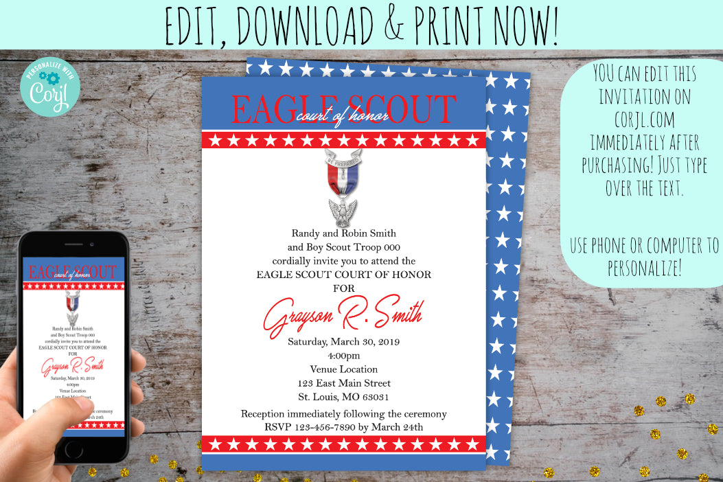 Court of Honor Invitation for a Eagle Scout | Party Package, Graduation Invite, designLEE Studio, designLEE Studio