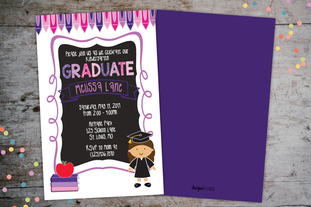 Kindergarten Graduation Invitation For Girl | Custom Graduation Poster for Girls, Graduation Invite, designLEE Studio, designLEE Studio