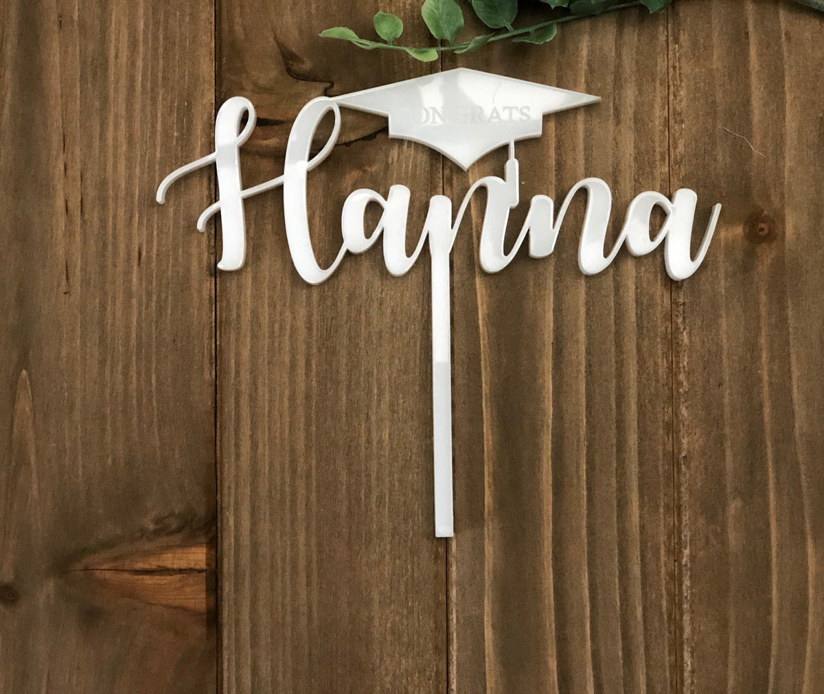 Personalized Graduation Cake Topper | Custom Congrats Class of 2021 Gift | Prom &amp; Graduation Celebration Décor | Wood or Acrylic, Cake Toppers, designLEE Studio, designLEE Studio