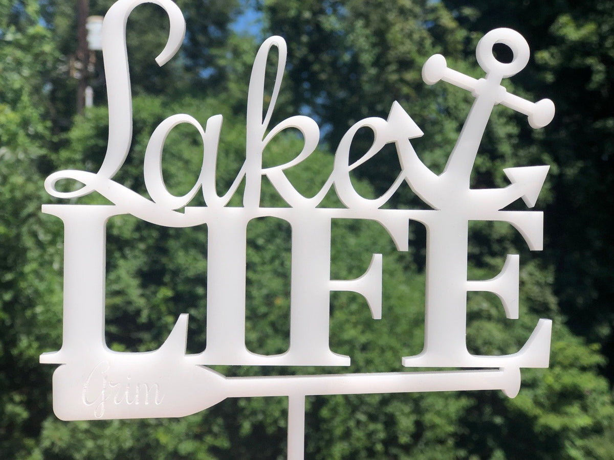 Personalized Lake Life Cake Topper - Made in Wood or Acrylic, Cake Toppers, designLEE Studio, designLEE Studio