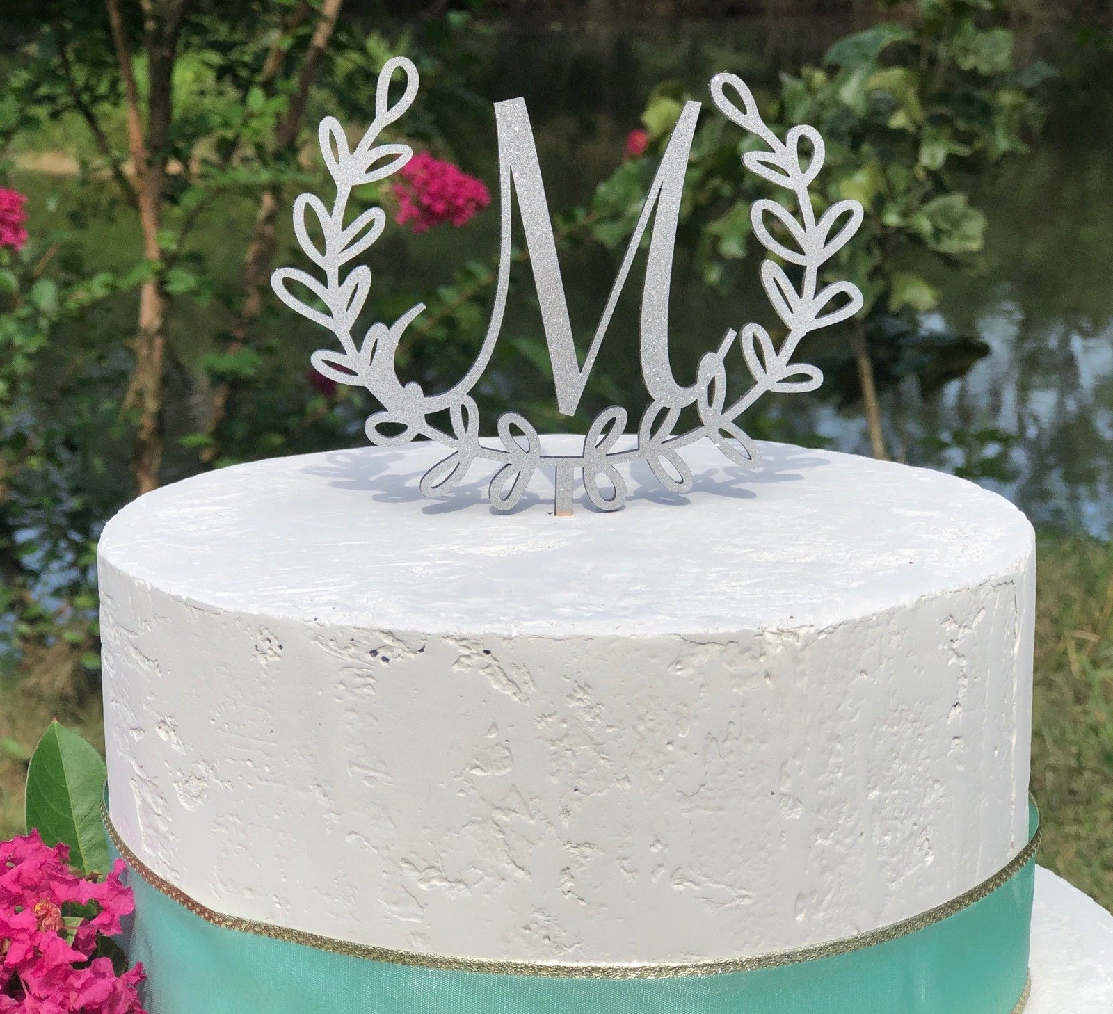 Laurel Wreath Wedding Cake Topper | Custom Cake Topper Personalized | Acrylic or Wood Cake Topper, Cake Toppers, designLEE Studio, designLEE Studio