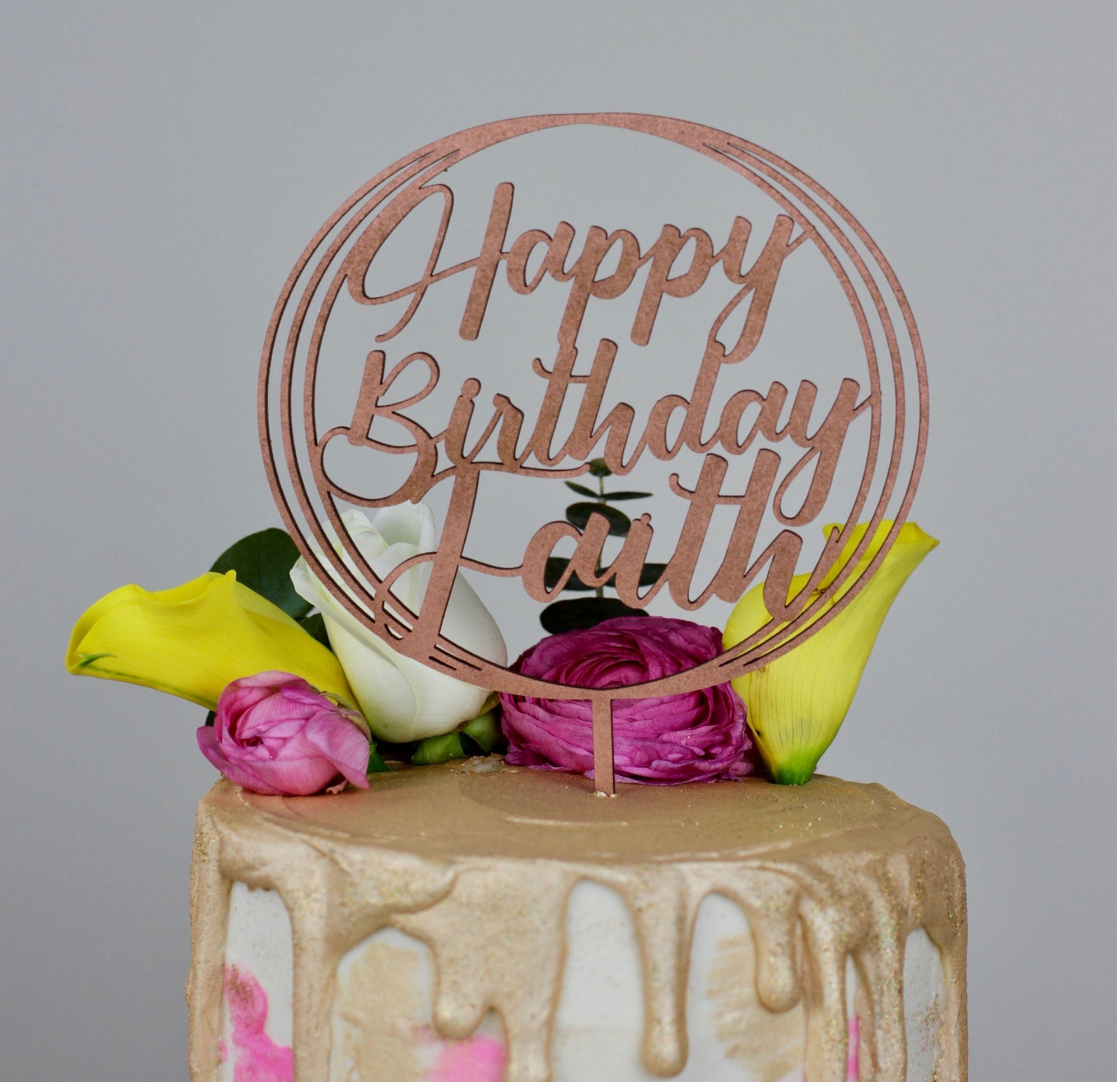 Happy Birthday Cake Topper | Custom Birthday Cake Topper - designLEE Studio