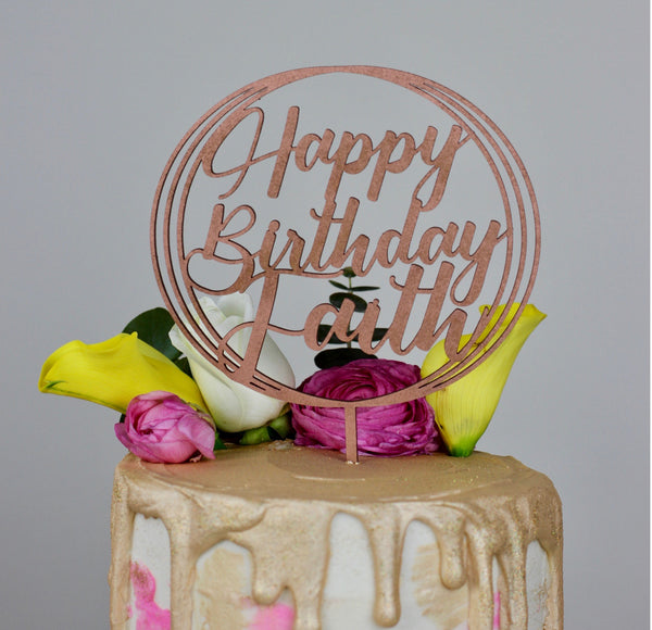 Happy Birthday Cake Topper  Custom Birthday Cake Topper - designLEE Studio