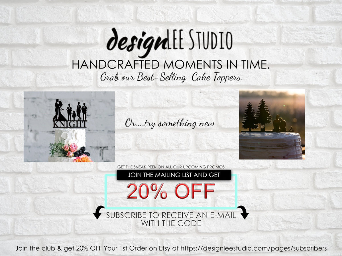 Rustic Couple Cake Topper | Silhouette Anniversary Cake Topper | Custom Cake Topper with Personalized Engraved Song Lyric, Wedding Cake Topper, designLEE Studio, designLEE Studio