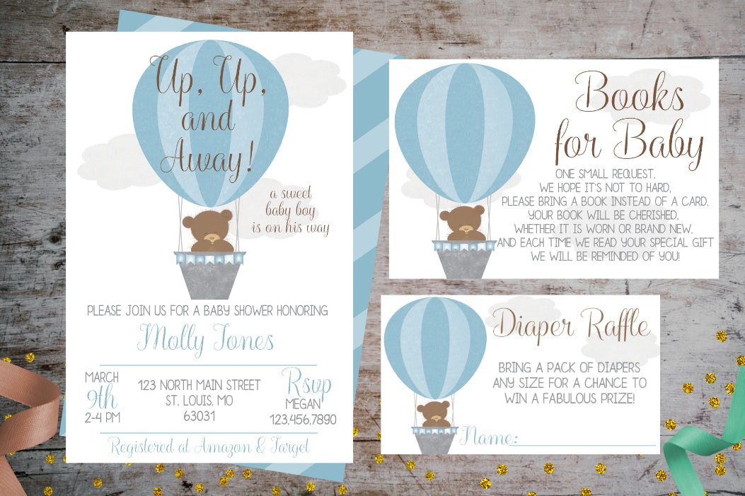 Baby Shower Teddy Bear Guestbook Print Boy 