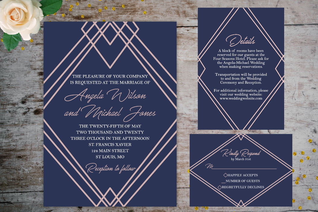 Geometric Wedding Invitation Suite | Wedding Invitation Package, Wedding Invitation Suite, designLEE Studio, designLEE Studio
