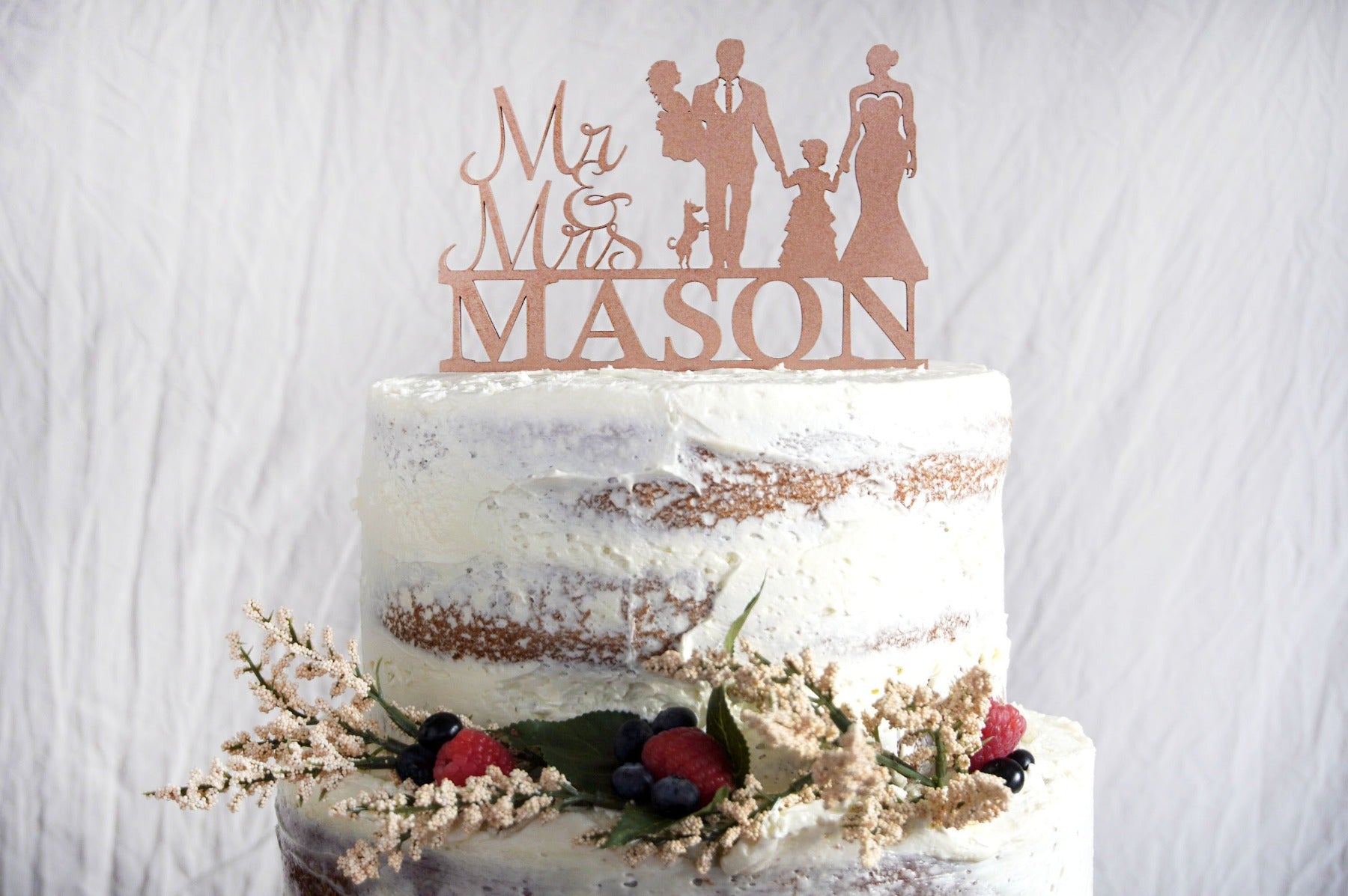 Family Silhouette Wedding Cake Topper  Personalized Bride & Groom Cak -  designLEE Studio