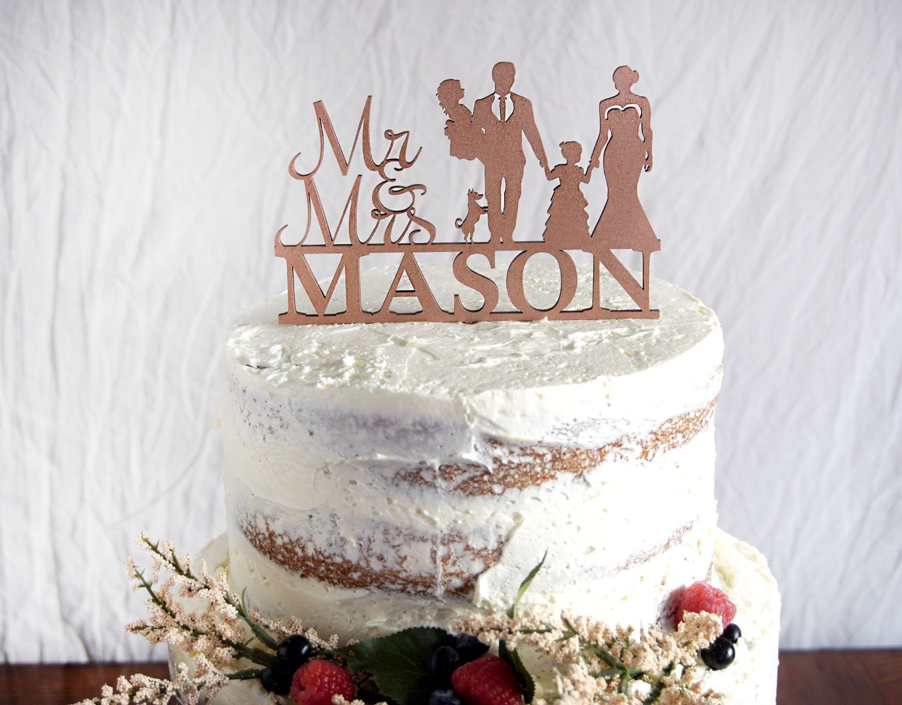 Family Silhouette Wedding Cake Topper