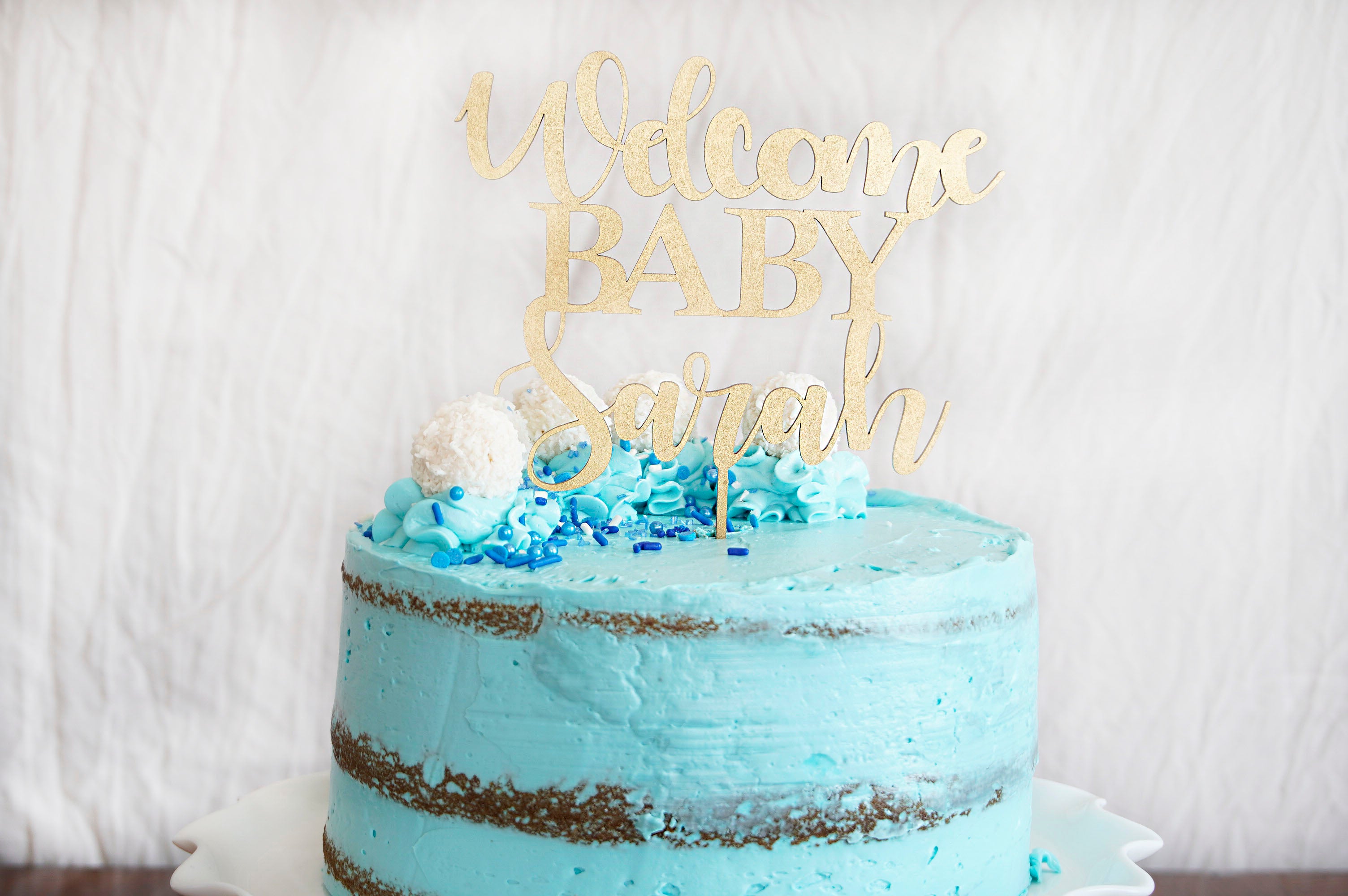 Welcome Baby Wooden Cake Topper – A Little Whimsy