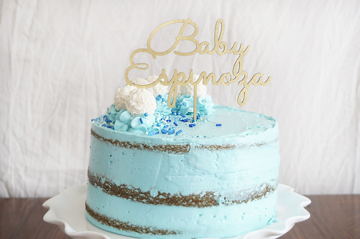 Baby In Bloom Cake Topper - Acrylic Baby Shower Decoration, White, 7x5.3 Inch