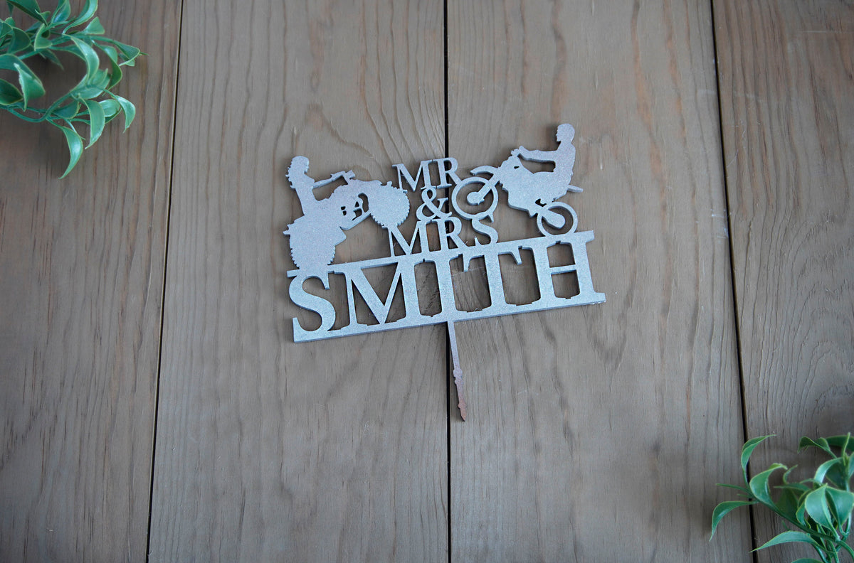 Silhouette Wedding Cake Topper | Bride &amp; Groom Riding in Jeep or Motorcycle | Anniversary/Wedding Gift | Made with Acrylic or Wood, , designLEE Studio, designLEE Studio