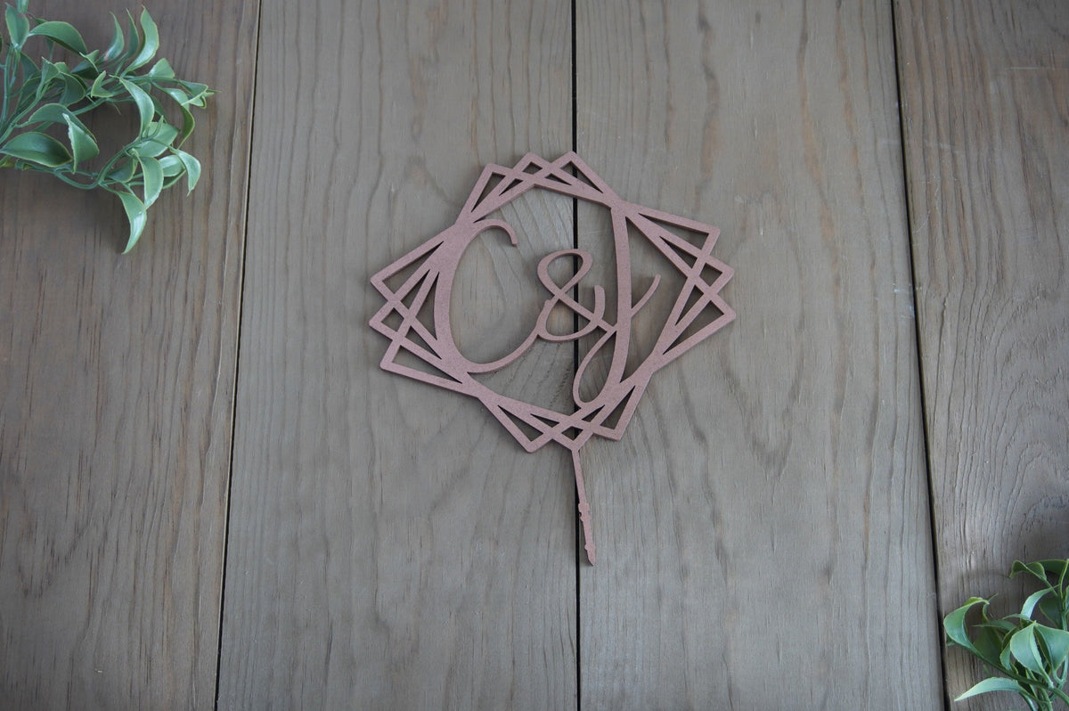 Geometric Wedding Cake Topper | Custom Cake Toppers Personalized | Made in Wood or Acrylic, Cake Toppers, designLEE Studio, designLEE Studio