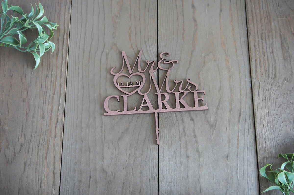Mr. &amp; Mrs. Wedding Cake Topper | Custom Cake Topper Personalized | Engagement or Anniversary Cake Topper | Wood Cake Topper, Cake Toppers, designLEE Studio, designLEE Studio