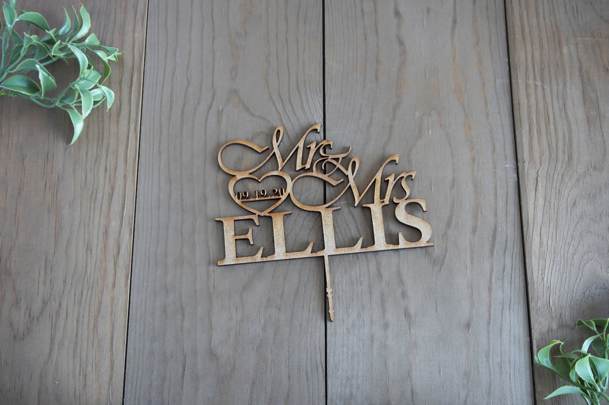 Mr. &amp; Mrs. Wedding Cake Topper | Custom Cake Topper Personalized | Engagement or Anniversary Cake Topper | Wood Cake Topper, Cake Toppers, designLEE Studio, designLEE Studio