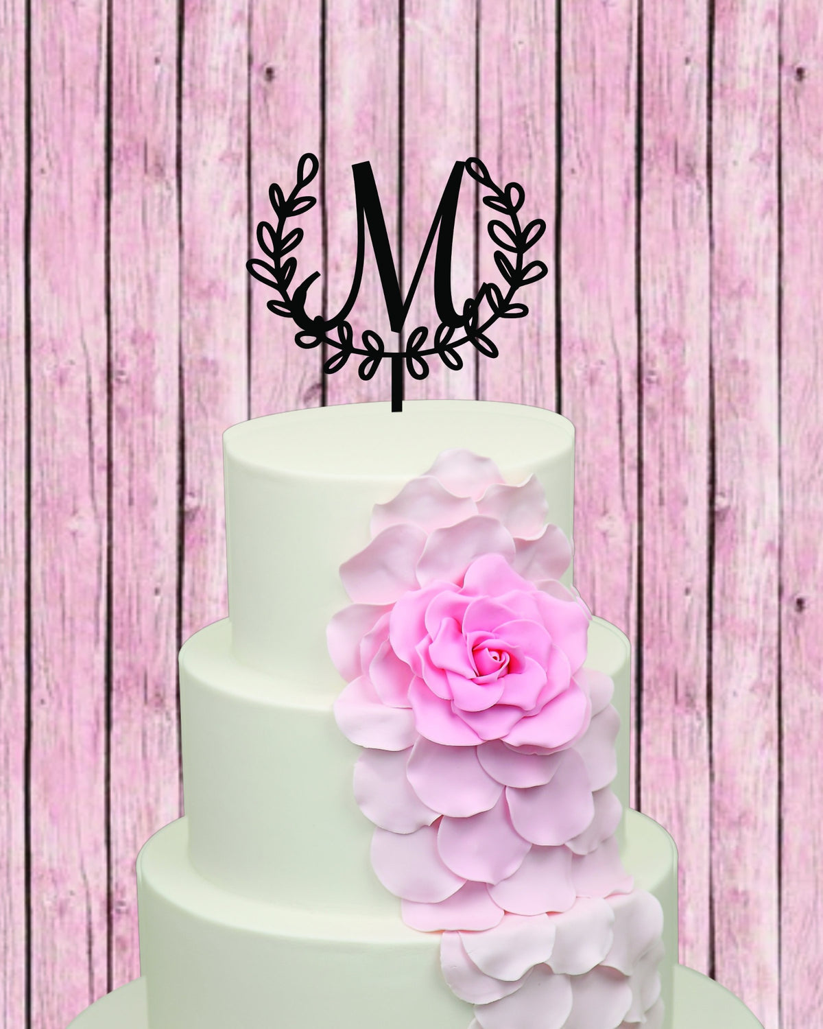 Laurel Wreath Wedding Cake Topper | Custom Cake Topper Personalized | Acrylic or Wood Cake Topper, Cake Toppers, designLEE Studio, designLEE Studio