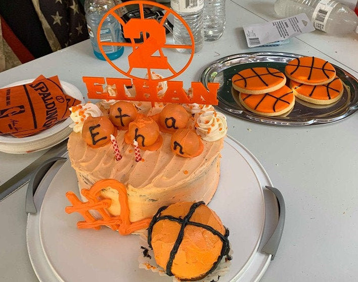 Basketball Birthday Cake Topper | Sports Birthday Cake Topper | Custom Birthday Cake Topper | Personalized Celebration Décor | Acrylic/Wood