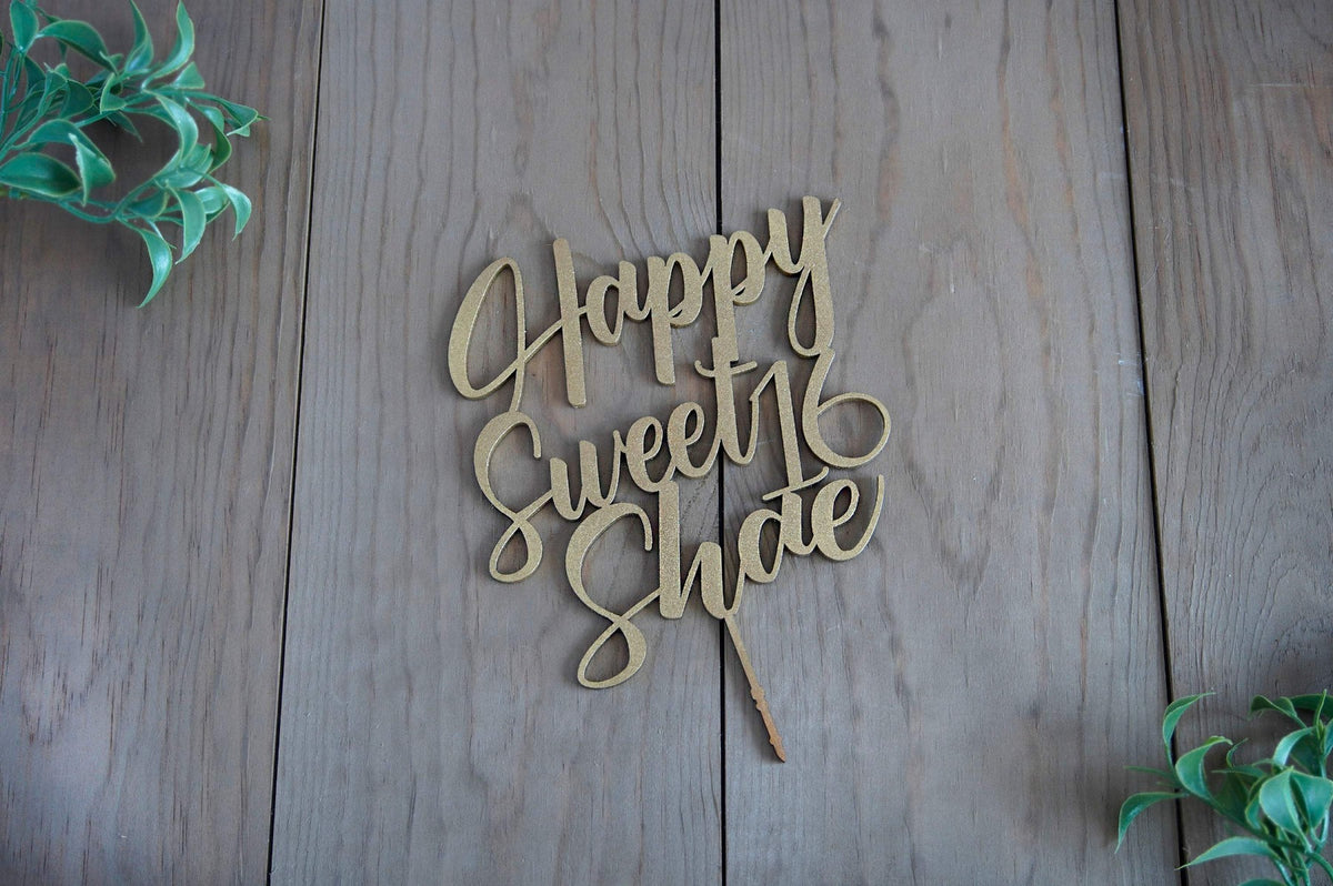Happy Sweet 16 Cake Topper | Custom Birthday Cake Topper | Personalized Happy Birthday Cake Topper | Wood Cake Toppers by designLEE Studio