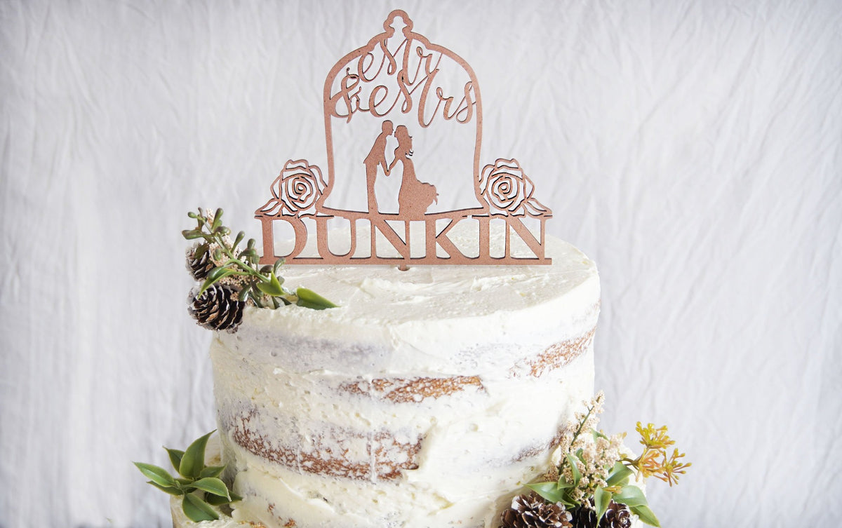 Couple Wedding Cake Topper | Rustic Mr and Mrs Cake Topper for Wedding | Personalized Cake Topper | Custom Bride and Groom Cake Topper